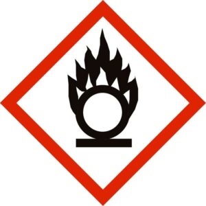 Gefahrenpiktogramm Flamme über einem Kreis GHS03